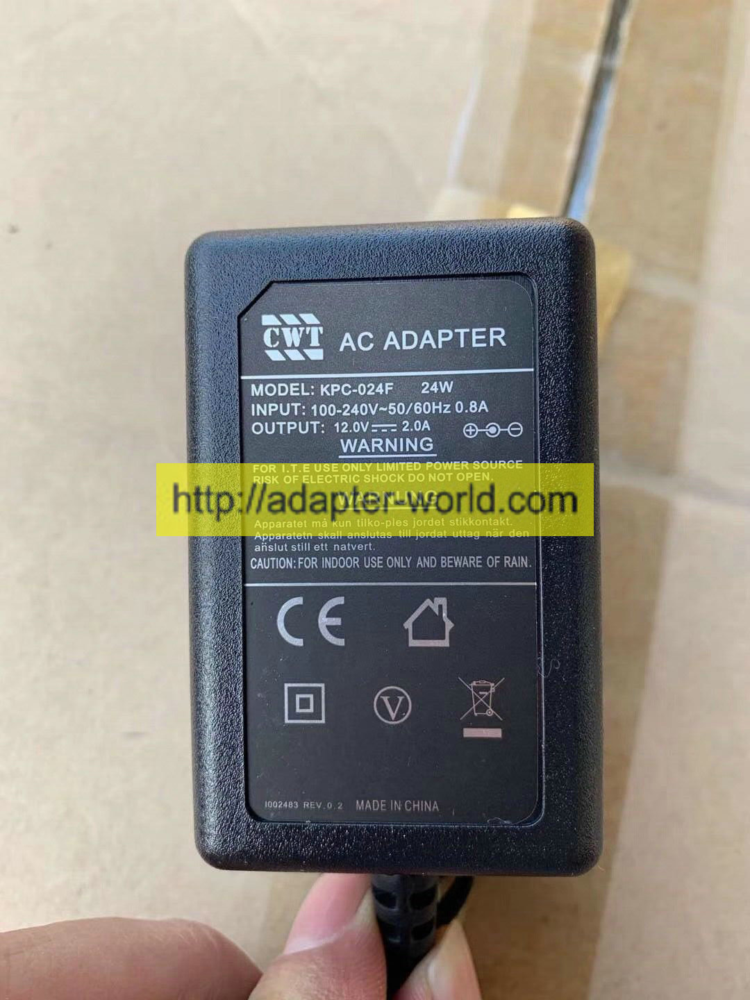 *100% Brand NEW* CWT 12.0V---2.0A KPC-024F 24W AC Adapter Free shipping! - Click Image to Close